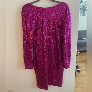 Pink sequin long sleeve dress